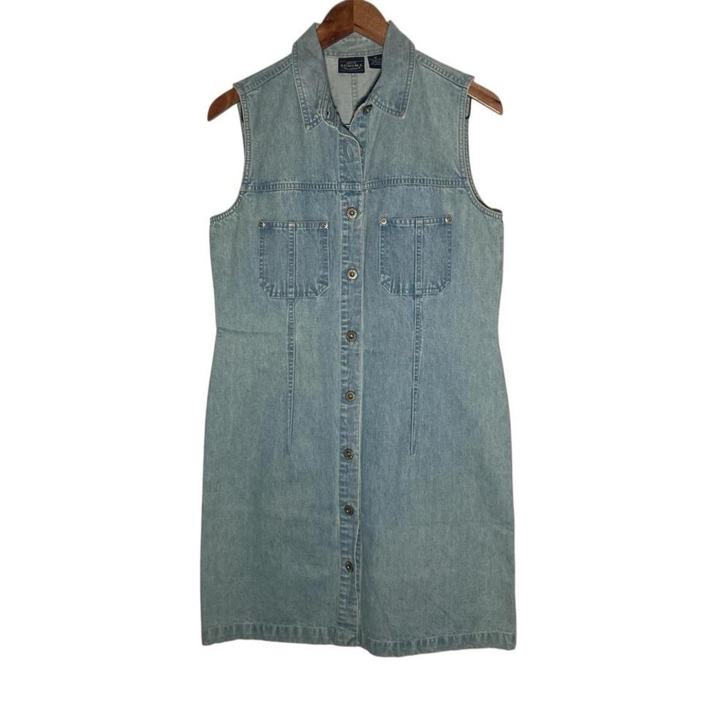 Sonoma Ligh Wash Denim Buttoned Dress Size Medium